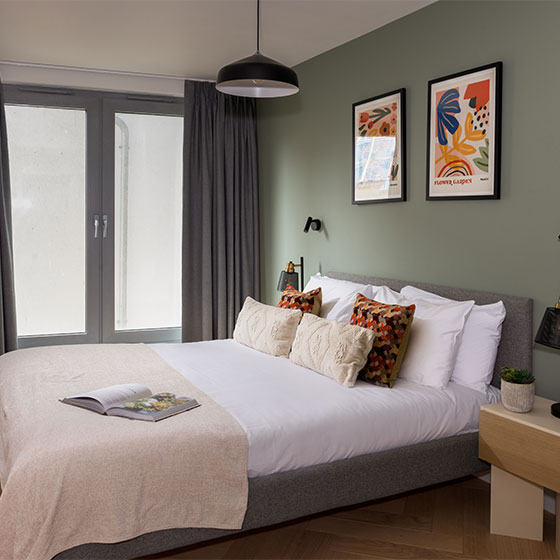 side view of bedroom